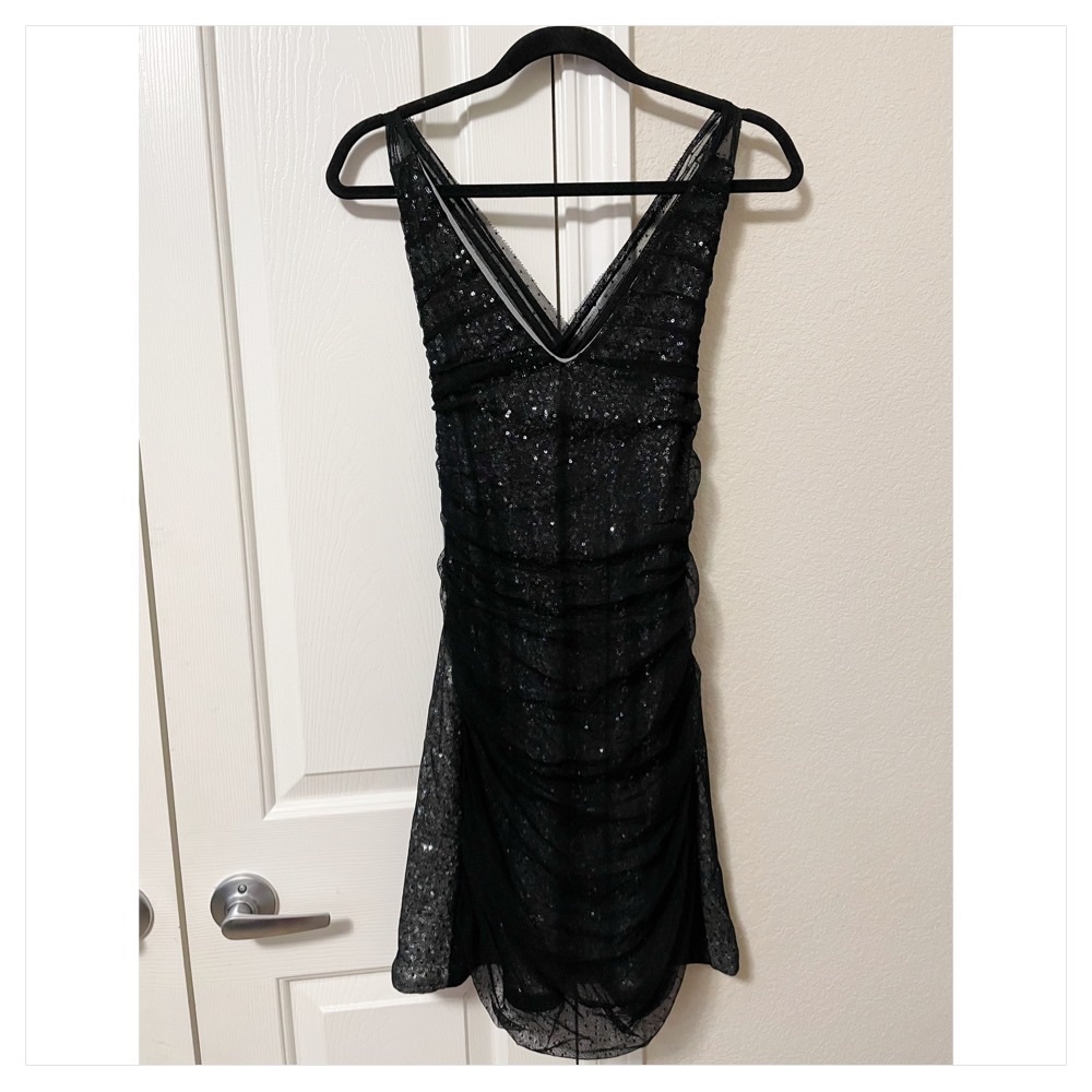 Express Sequin Mesh Overlay Dress